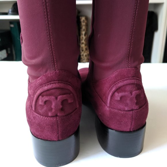 TORY BURCH Burgundy Over the Knee Suede OTK Boots - Picture 4 of 8